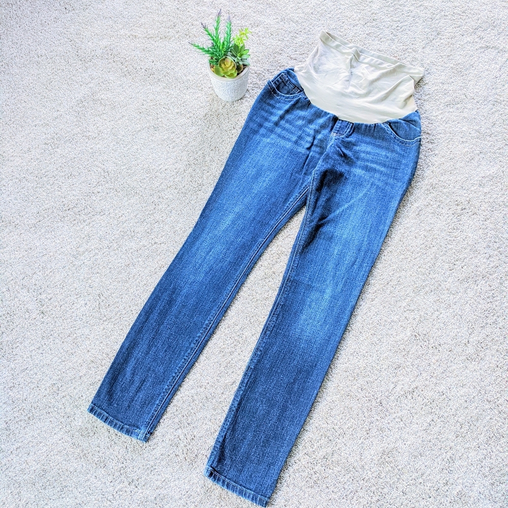 Indigo Blue Skinny Full Panel Jeans Maternity Medium Comfy